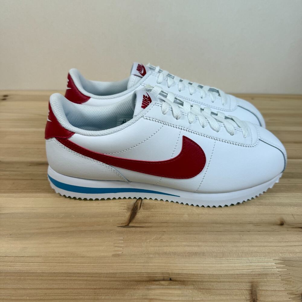 Nike Cortez classic sneakers womens 9 White red Leather Retro DN1791-108 - Picture 2 of 11